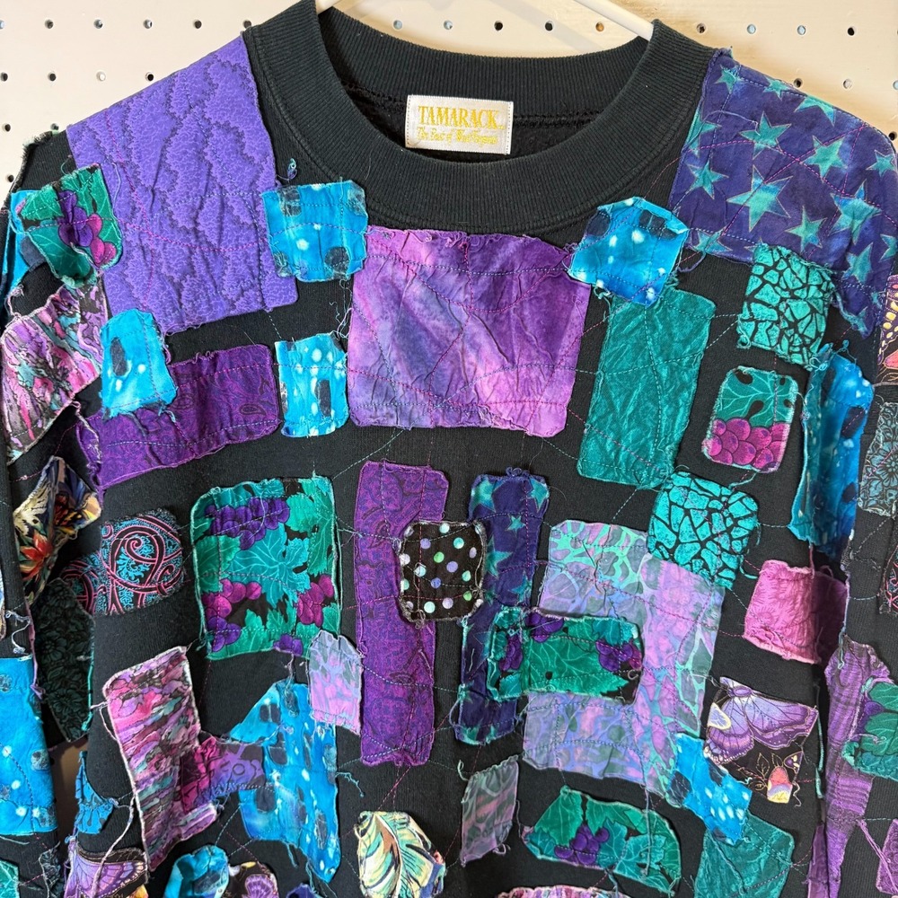 Vintage 90s Tamarack Best of West Virginia Vibrant Sweatshirt‎ Men's Patchwork - Picture 2 of 11